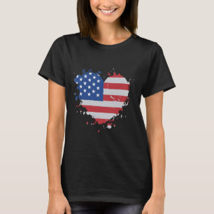 Amerika Liebe Flagge USA Herz 4. Juli Amerikanisch T-Shirt