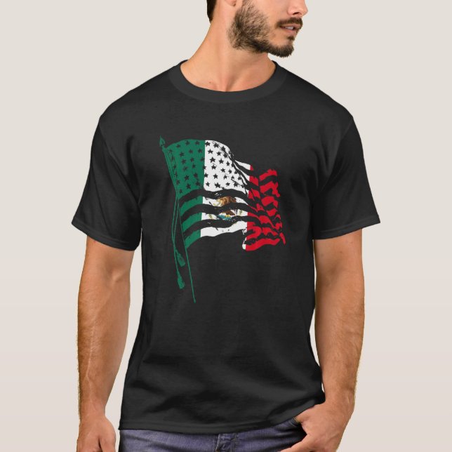 Amerika Mexiko Flagge Mexiko Roots American T-Shirt (Vorderseite)