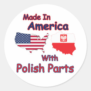 Amerika mit polnischen Teilen Runder Aufkleber