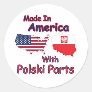 Amerika mit Polski-Teilen Runder Aufkleber