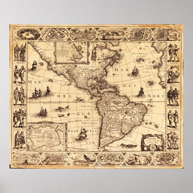 Amerika, Noviter Delineata Karte (1622) Poster (Vorne)