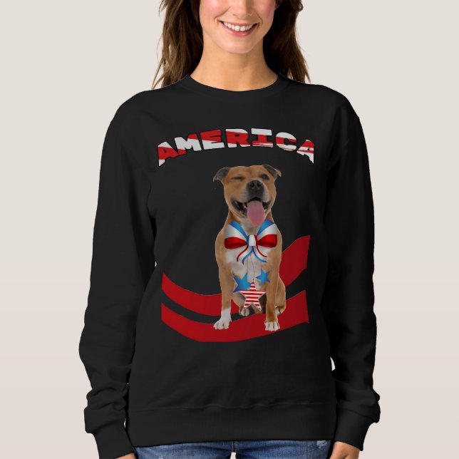 Amerika Patriotic Pitbull Yellow Sweatshirt (Vorderseite)