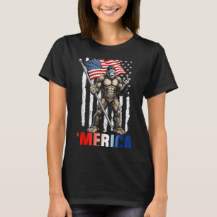 Amerika Patriotischer Bigfoot Sasquatch 4. Juli Mä T-Shirt