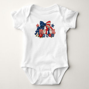 Amerika Patriotischer Bogen und Florale Sterne Fei Baby Strampler