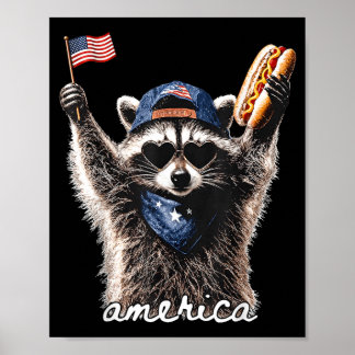 Amerika patriotischer Waschbär Poster