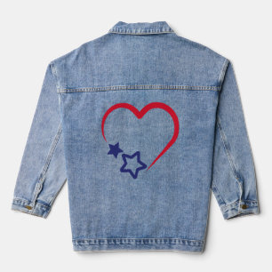 Amerika Patriotisches Herz 4. Juli Urlaub Jeansjacke