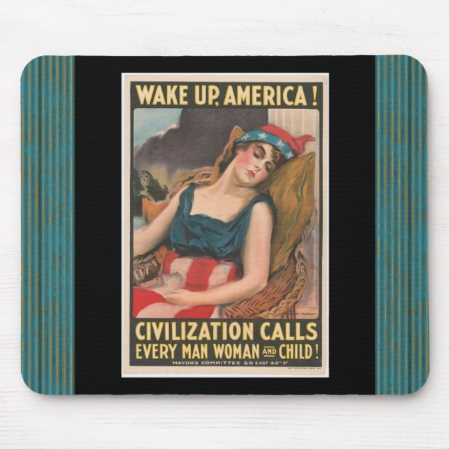 Amerika-Poster geweckt Mousepad (Vorne)