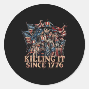 Amerika räumt seit 1776 auf Flagge 4. Juli Runder Aufkleber