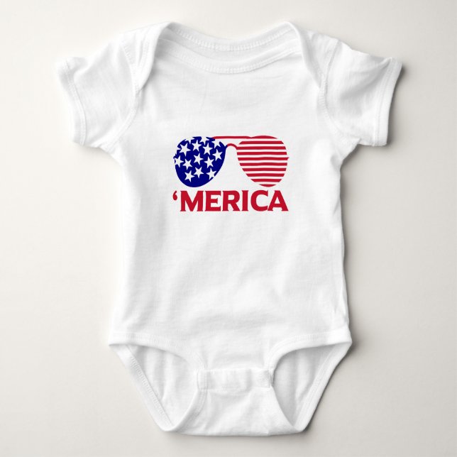 Amerika Red White Blue Sonnenbrille Baby Strampler (Vorderseite)