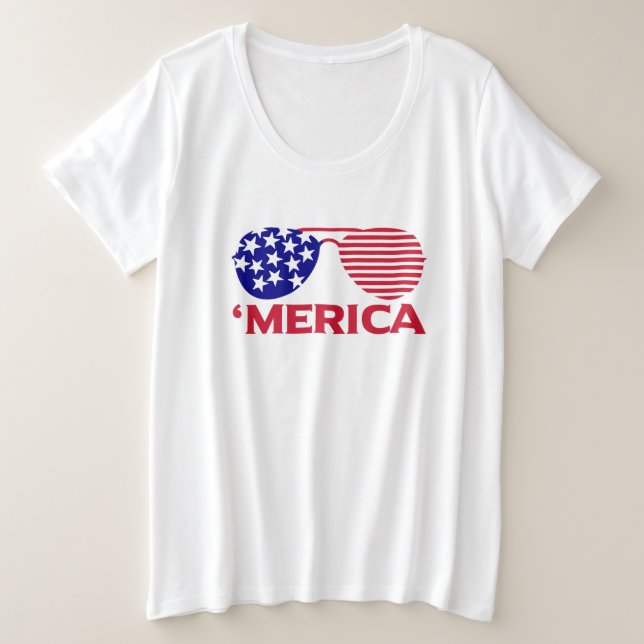 Amerika Red White Blue Sonnenbrille Große Größe T-Shirt (Design vorne)