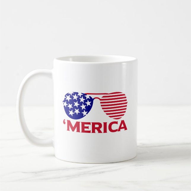 Amerika Red White Blue Sonnenbrille Kaffeetasse (Links)