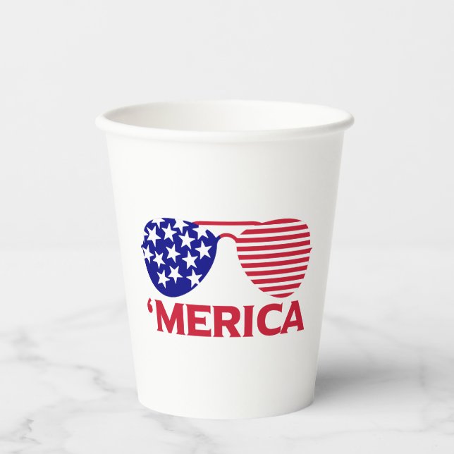 Amerika Red White Blue Sonnenbrille Pappbecher (Vorderseite)