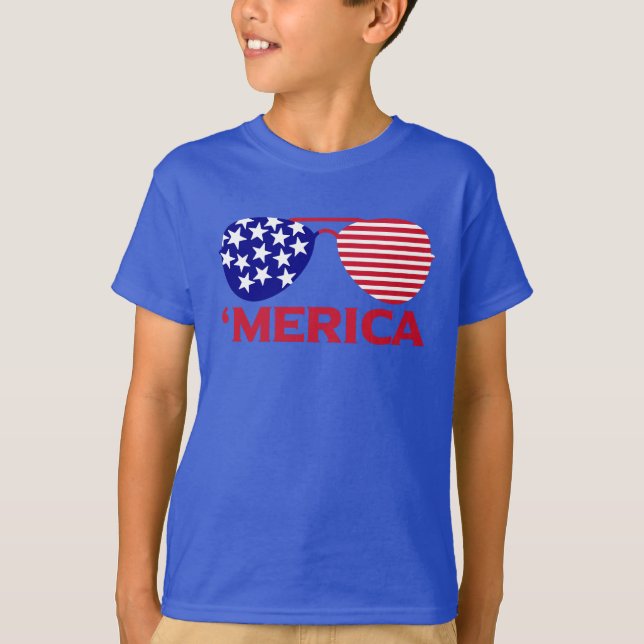 Amerika Red White Blue Sonnenbrille T-Shirt (Vorderseite)