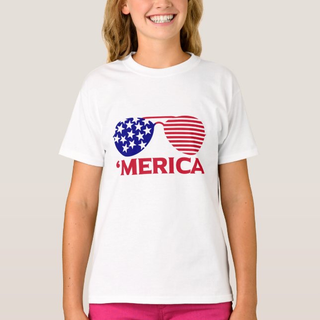 Amerika Red White Blue Sonnenbrille T-Shirt (Vorderseite)