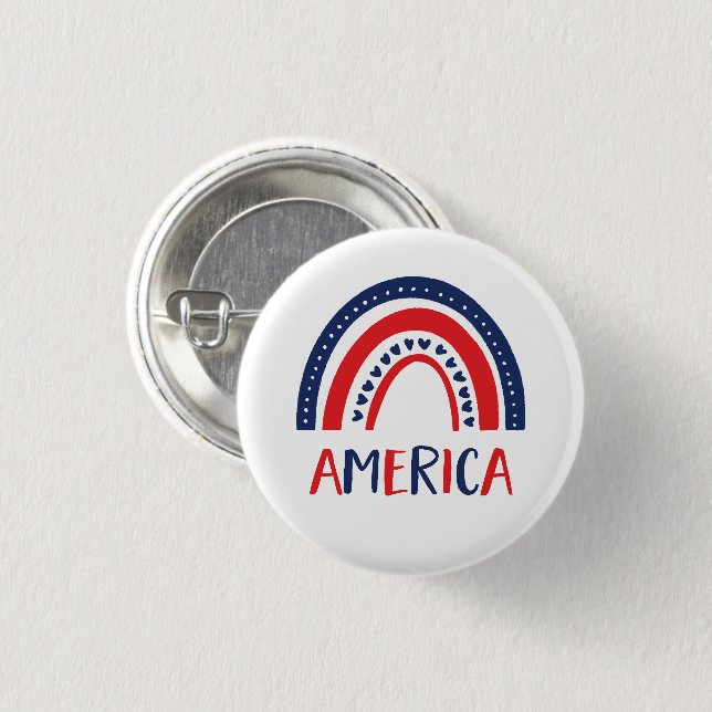 Amerika | Rot-Weiß und Blauer Regenbogen Button (Vorne & Hinten)