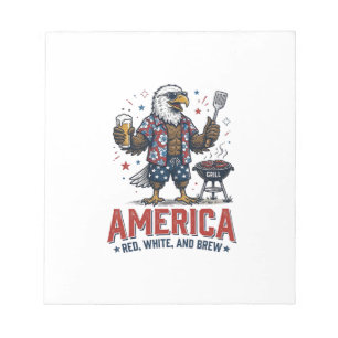 Amerika Rot Weiß Und Brau Adler BBQ Shirt (7)_1 Notizblock