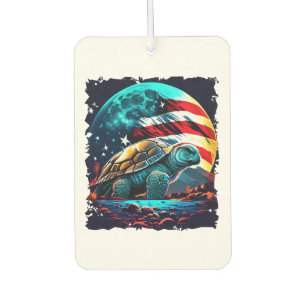 Amerika-Schildkröte unter Mond mit amerikanischer Autolufterfrischer