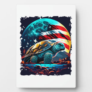 Amerika-Schildkröte unter Mond mit amerikanischer Fotoplatte