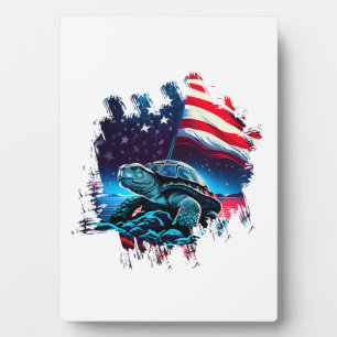 Amerika-Schildkröte unter Mond mit amerikanischer  Fotoplatte