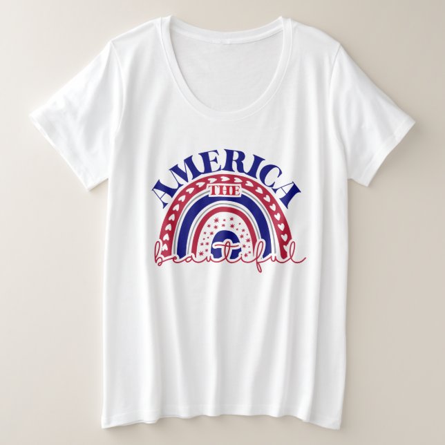 Amerika Schöner Regenbogen Große Größe T-Shirt (Design vorne)