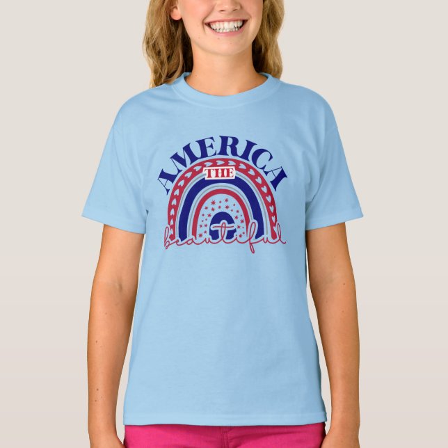 Amerika Schöner Regenbogen T-Shirt (Vorderseite)