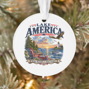 Amerika-Seeleopard Sonnenuntergang Patriotischer A Ornament
