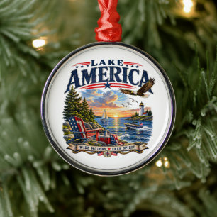 Amerika-Seeleopard Sonnenuntergang Patriotischer A Ornament Aus Metall