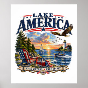 Amerika-Seeleopard Sunset Patrioten-Adler Poster