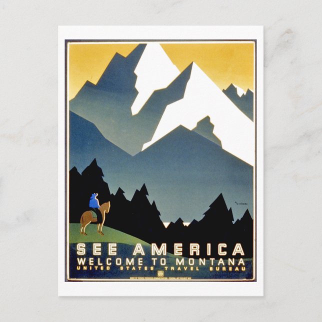 Amerika sehen, willkommen in den Montana-Bergen, V Postkarte (Vorderseite)