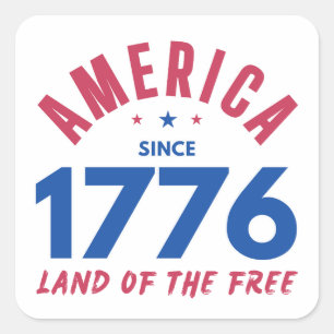 AMERIKA SEIT 1776 LAND DER FREIEN QUADRATISCHER AUFKLEBER