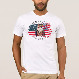 Amerika seit 1776 mit Flagge, Adler und Feuerwerk T-Shirt