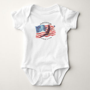 Amerika seit 1776 Wasserfarben-Flagge/Adler/S. Ste Baby Strampler