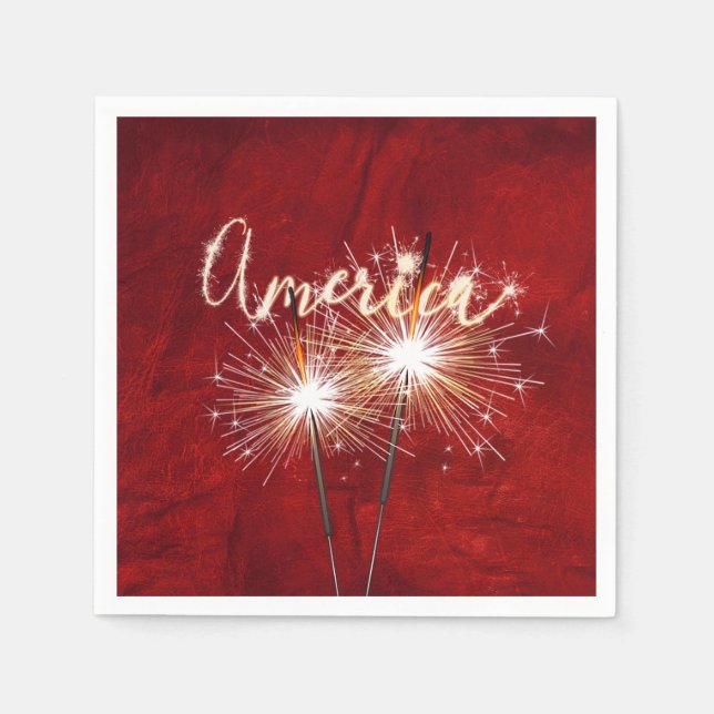 Amerika Sparkler auf Red Leather Serviette (Vorderseite)