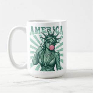 Amerika Statue der Freiheit Bubble Gum Patriotisch Kaffeetasse
