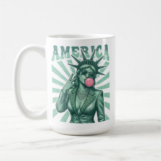 Amerika Statue der Freiheit Bubble Gum Patriotisch Kaffeetasse
