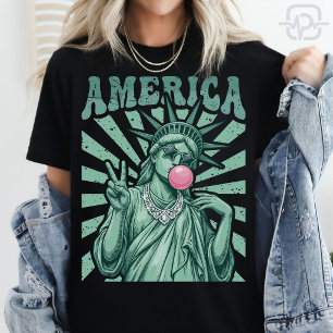 Amerika Statue of Liberty Bubble Gum Patriotisch U T-Shirt