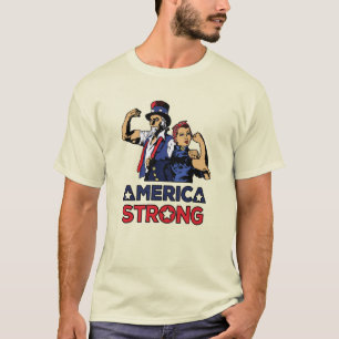 AMERIKA STRONG - UNCLE SAM - ROSIE THE RIVETER T-Shirt