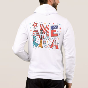 Amerika Text und Sterne Farbige Gestaltung Hoodie