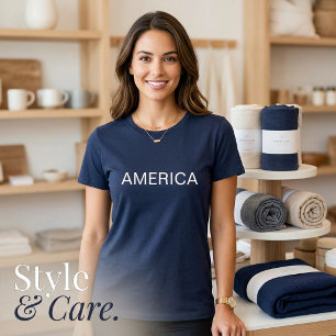 AMERIKA Textmarke Navy Komfort Fit Tri-Blend Shirt