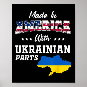 Amerika Ukrainische Teile Ukraine Karte Usa Flagge Poster