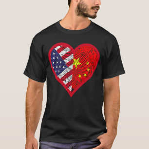 Amerika und China zwei Länder - ein Herz T-Shirt