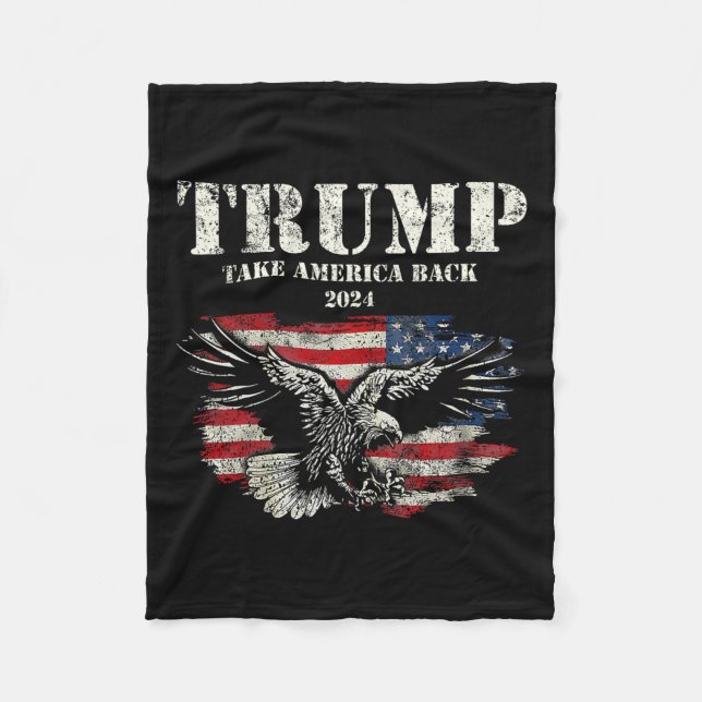 Amerika unterstützt amerikanische Flagge Trump 202 Fleecedecke (Vorderseite)