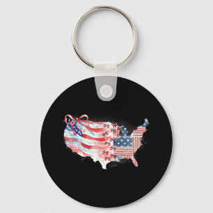 Amerika USA Karte Preppy 4. Juli glücklich Indepen Schlüsselanhänger