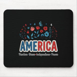 Amerika USA Merica 4. Juli Vierte Blume Blumenkohl Mousepad