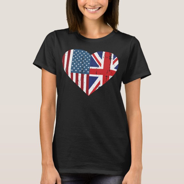 Amerika Vereinigtes Königreich Herzensdualschaft T-Shirt (Vorderseite)