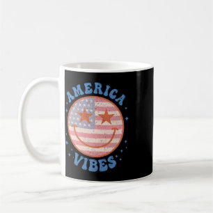Amerika Vibes Glückliches Gesicht Lächeln Amerikan Kaffeetasse