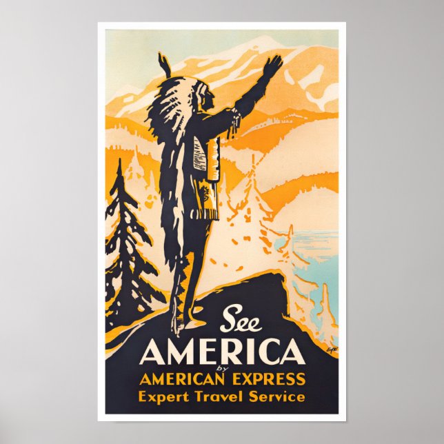 Amerika Vintage Reiseplakat sehen Poster (Vorne)