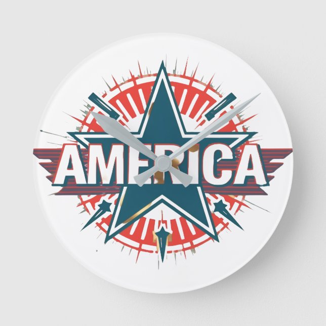 AMERIKA-Wall-Uhr Runde Wanduhr (Vorderseite)