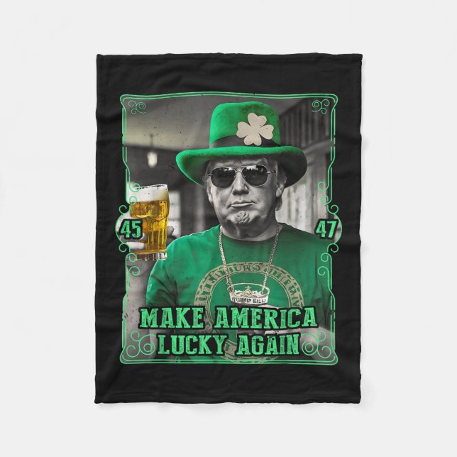 Amerika wieder Glück St. Patricks Day 2025 Gre Fleecedecke (Vorderseite)