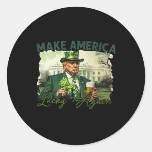 Amerika wieder glücklich machen Trump St Patrick D Runder Aufkleber